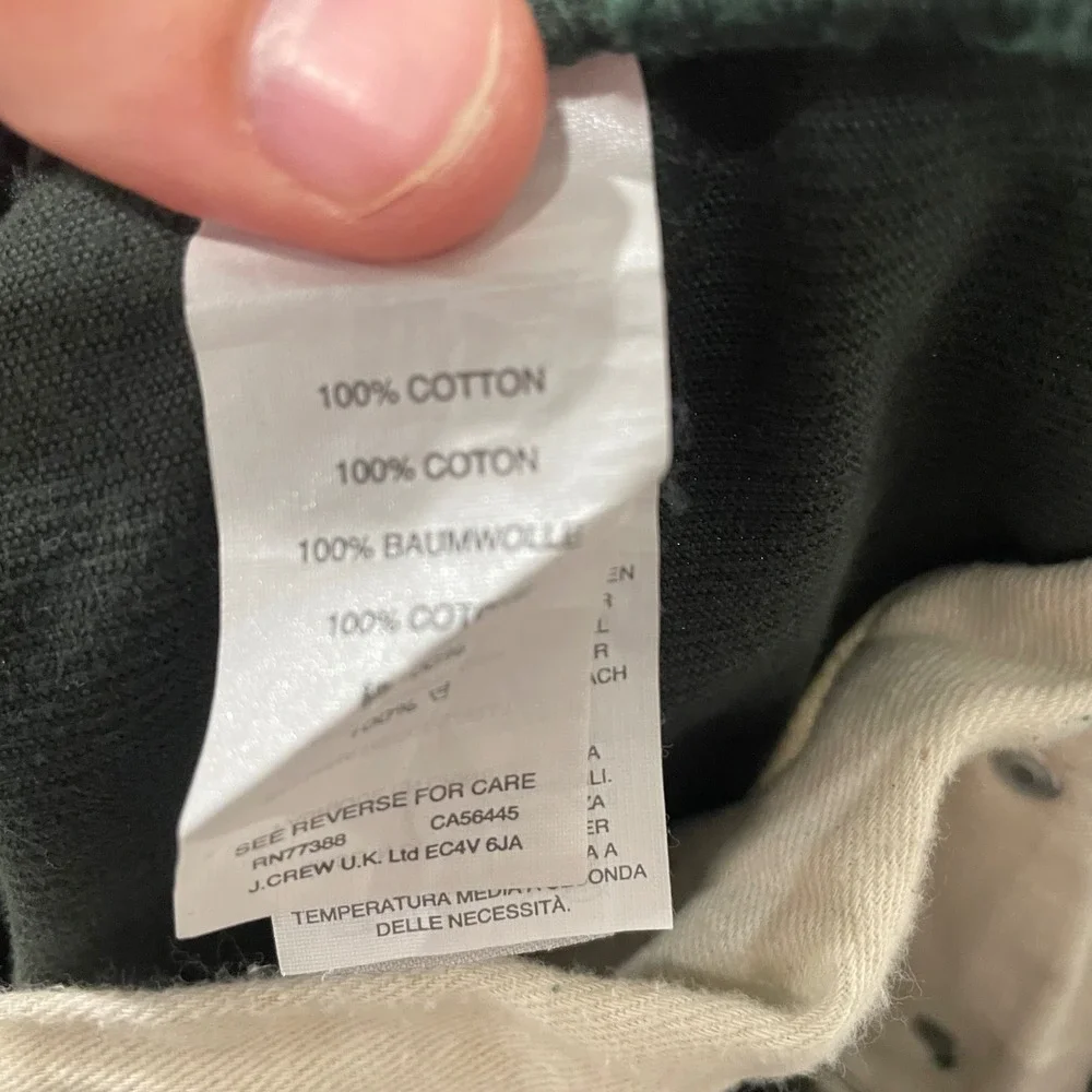 J Crew 770 Corduroy Pants Deep‎ Green Slim Fit Mens Size 29x32